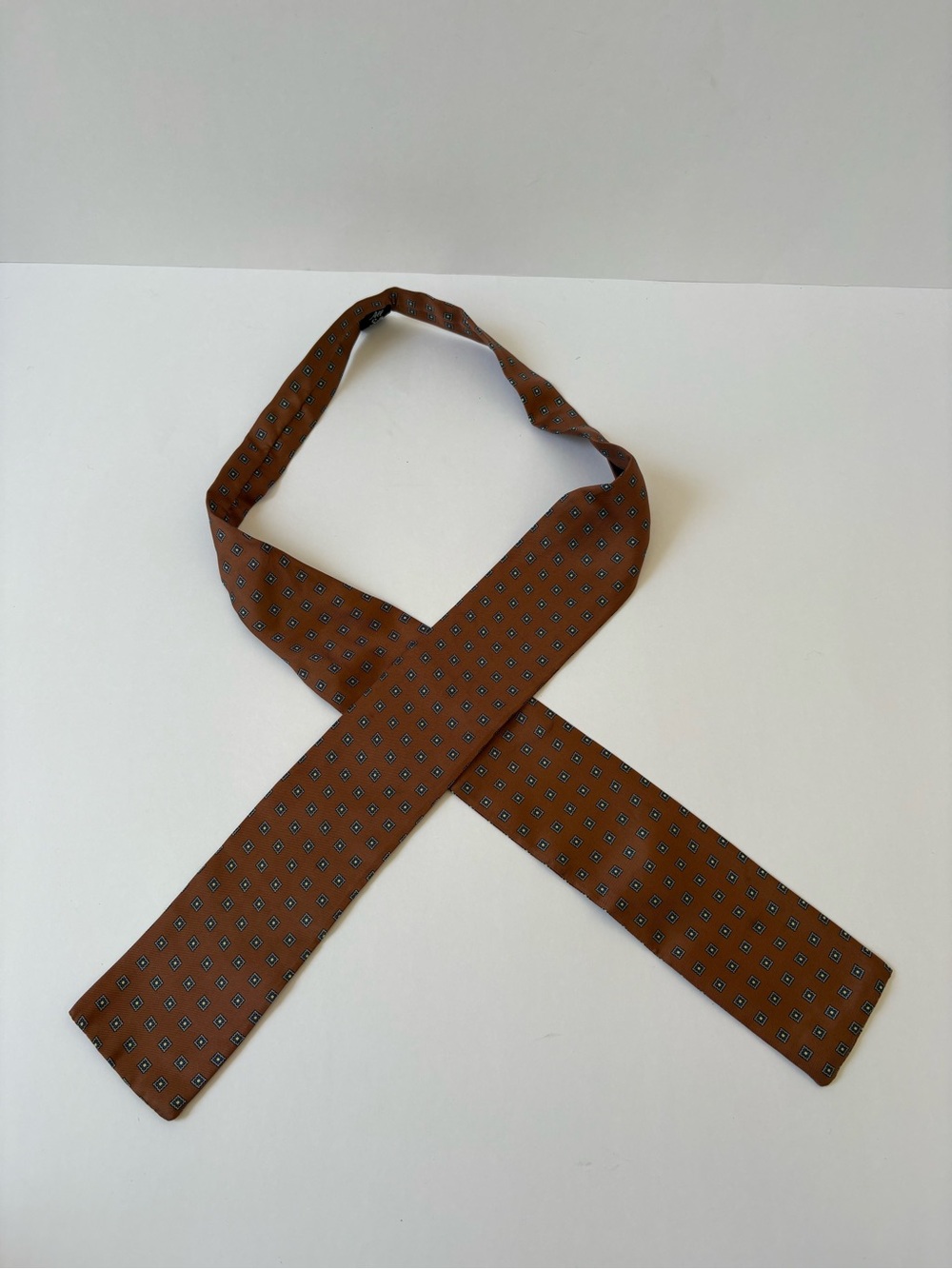 All Silk Mauve Brown Blue Geometric Medallion Print SelfTie Bow Tie Career Event